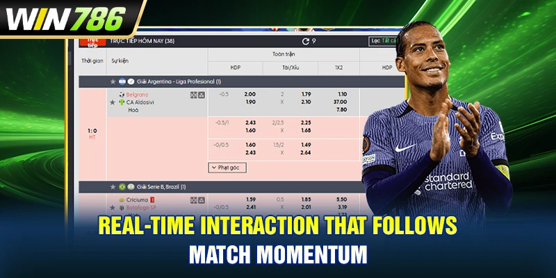 Real-time interaction that follows match momentum